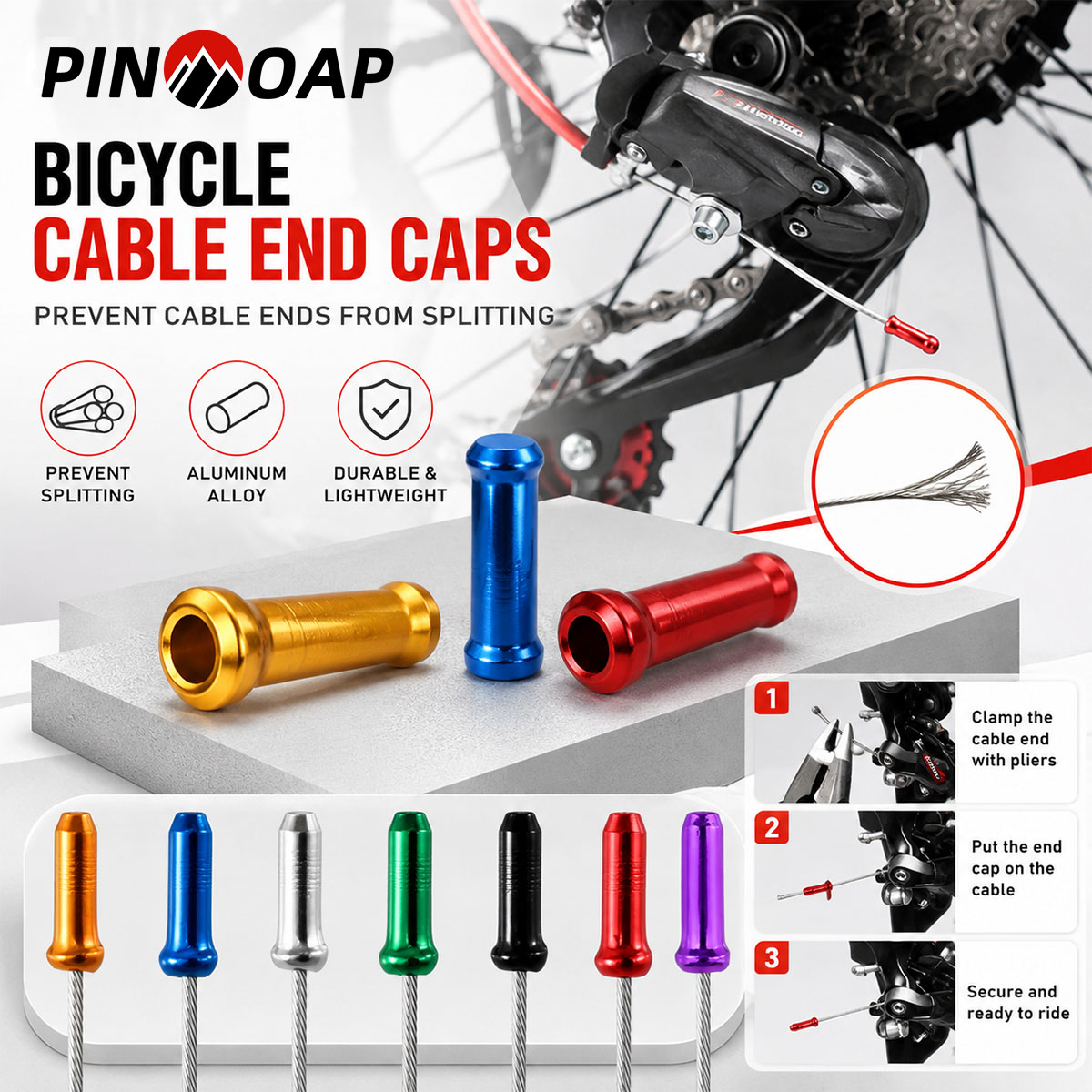 Cycling Gear Tips - PINMOAP 100PCS 알루미늄 자전거 케이블 엔드