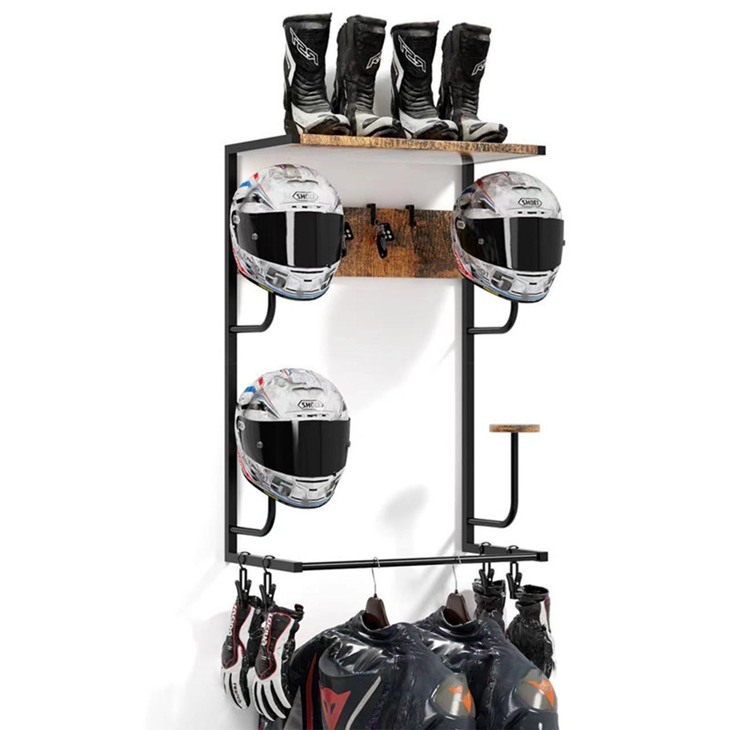 Cycling Gear Wall Mount - 오토바이 헬멧 홀더, 4개의 장갑 칩